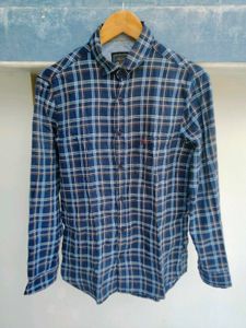 Men's Blue Plaid Long Sleeve Shirt