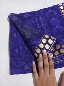 Purple Color Printed Saree With Lace