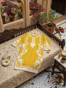Yellow Embroidered Kurta