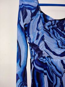 Blue Swirl Print Mini Dress