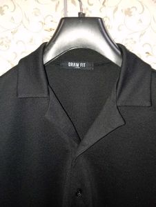 DRAW FIT Black Camp Collar Polo Shirt