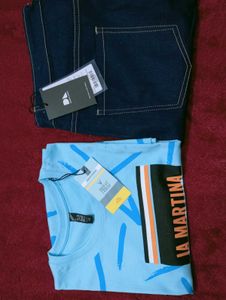 Dennis Lingo Indigo Jeans+LaMartina Blue Shirt set
