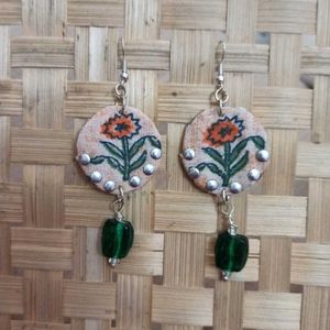 Unique Floral Print Drop Earrings