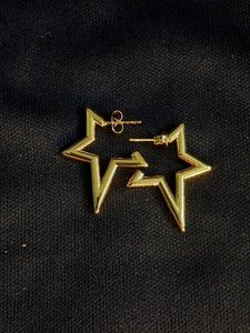 Gold Star Hoop Earrings