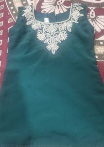 Green Embellished Kurta