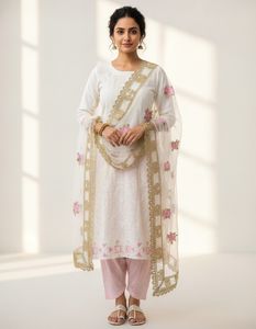 Elegant White Kurta Set with Dupatta