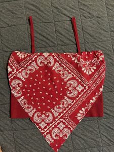 Red and blue Bandana Crop Top(2)