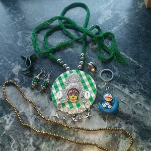 Designer Durga Pendant Necklace Set