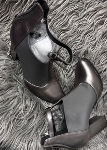 Metallic Ankle Strap Heels