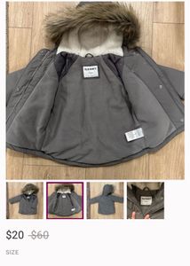 Boy's Grey Fur Hooded Winter Jacket