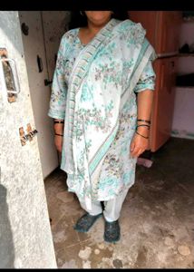 Elegant Floral Kurta Set sky blue salwar se