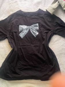 Brown T-Shirt with Bow Graphic