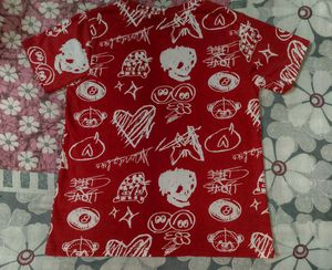 Vibrant Red Graphic Print T-Shirt