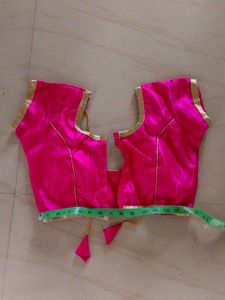 Vibrant Pink Silk Blouse with Gold Trim no hooks,