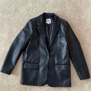 Zara Black Leather Blazer