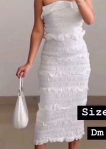 White Shirred Dress