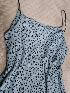 Cute Blue Leopard Print Mini Dress