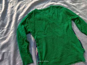 Green Floral Sweater