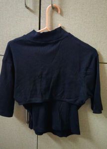 Black Cut-out Mock Neck Top