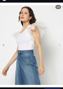 Chic White Top with Sheer Ruffles