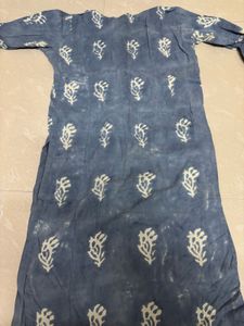 Hand-Block Printed Indigo Blue Cotton Kurta