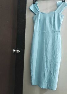 Sky Blue Off-Shoulder Bodycon Dress