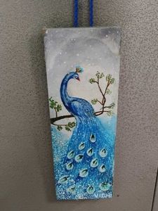 Hand-Painted Peacock wall hanging