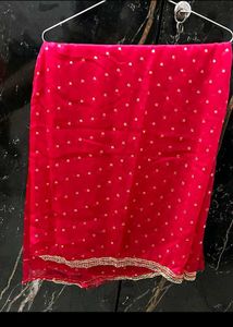 Vibrant Pink Dupatta with Golden Motifs