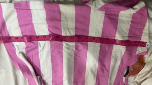 ZARA Pink and White Striped T-Shirt