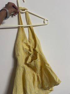 Yellow Gingham Halter Top