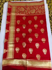 Stunning Red & Gold Banarasi Silk Saree