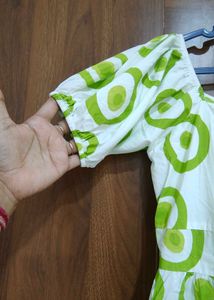 Green Circle Print Midi Dress