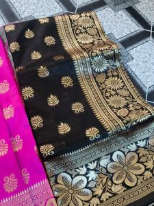 Pink Banarasi Soft Silk Saree