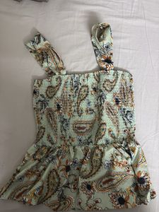 Boho Paisley Smocked Peplum Top