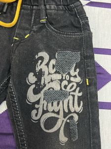 Stylish Kids Black Denim Jeans with Drawstring
