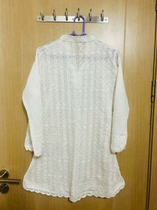 Elegant White Chikankari Short Kurti
