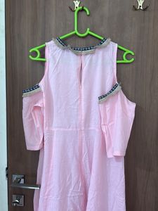Pink Cold Shoulder long kurti