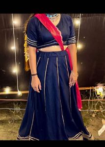 Elegant Navy Blue Lehenga without duppata