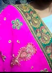 Beautiful Partywear Magenta Colour Saree