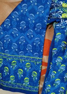 Beautiful Blue Printed  long Kurta