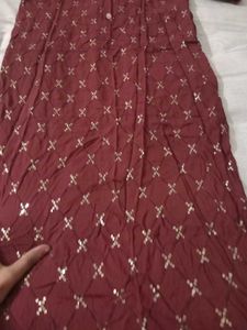 Maroon Embroidered Kurta
