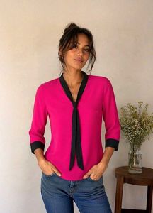 Pink Tie-Neck Top