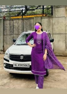 Elegant Purple Bandhani Kurta Set with Dupatta