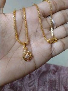 Cz Stone Pendent With Gold Plated Chain