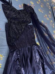 Stunning Navy Blue Embellished Lehenga Choli