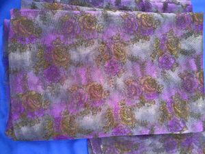 Purple Floral Net Saree with Unstitched Blouse