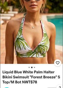 Tropical Leaf Print Bikini Top