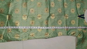 Green Brocade Kurta with Gold Print