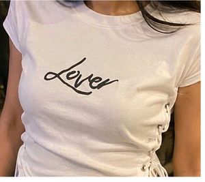 White "Lover" Lace-Up Crop Top