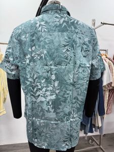 Men's Short Sleeve Leaf Print Shirt